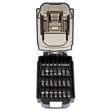 Uzgaļu komplekts 21 izmēru akumulatora formā PH1,PH2,PH3, PZ1, PZ2, PZ3, T10, T15, T20, T25, T30, HE