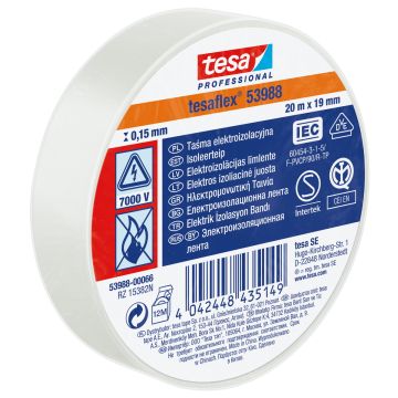 Izolācijas lente 19mm x 20m tesa balta